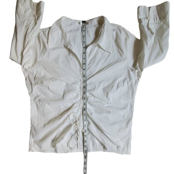 Old Navy Stretch white 3/4 sleeve collared tie front top sz XL - Picture 11 of 12